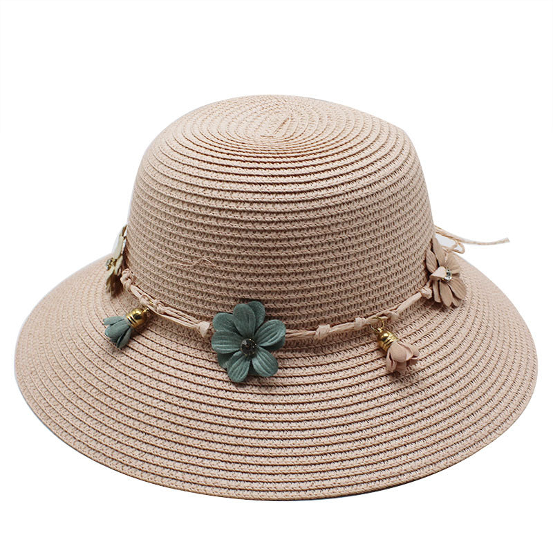 Women's Foldable Sunshade Outdoor Fisherman Flower Straw Hat