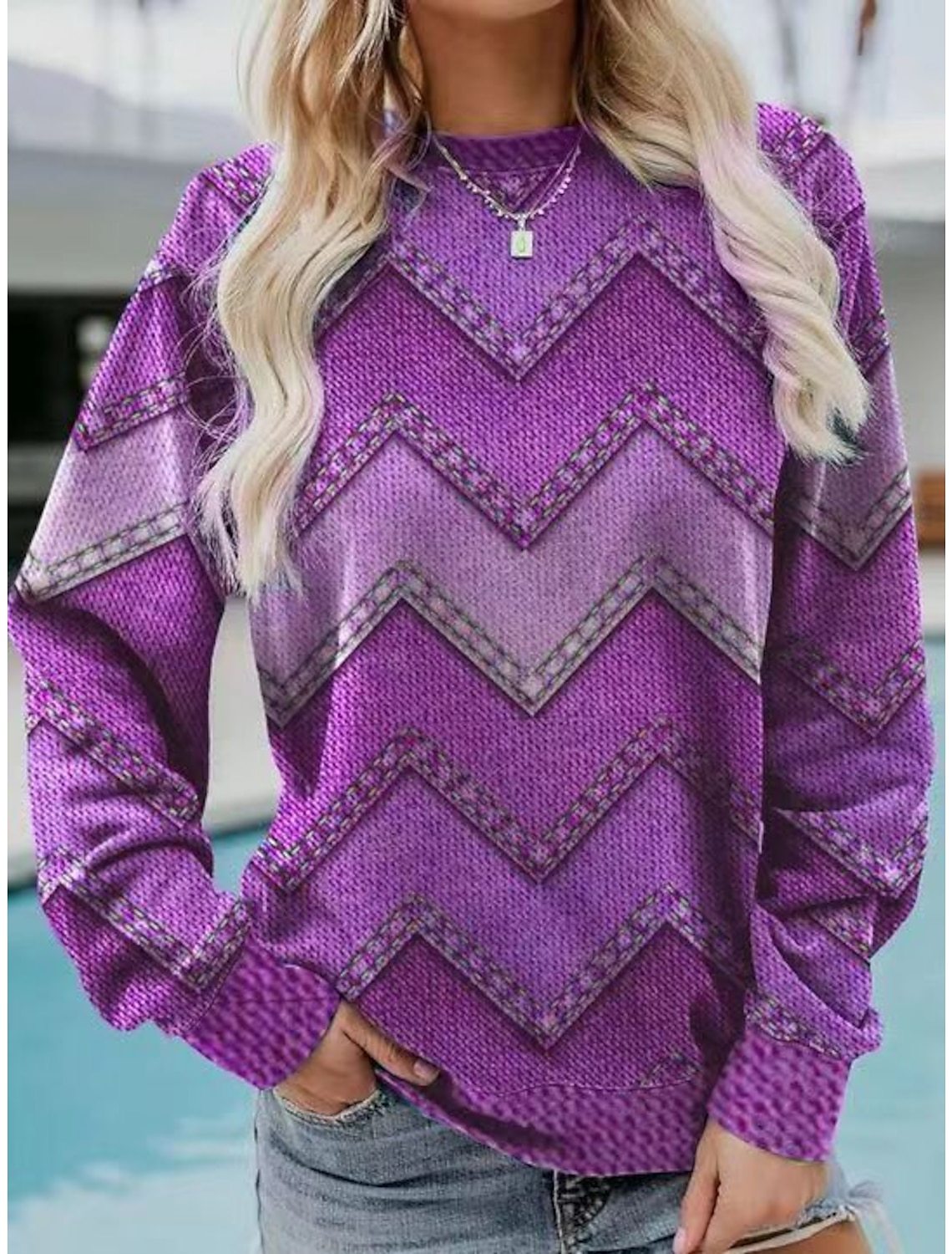 Retro Street Afslappet Rundhalset Langærmet Sweater
