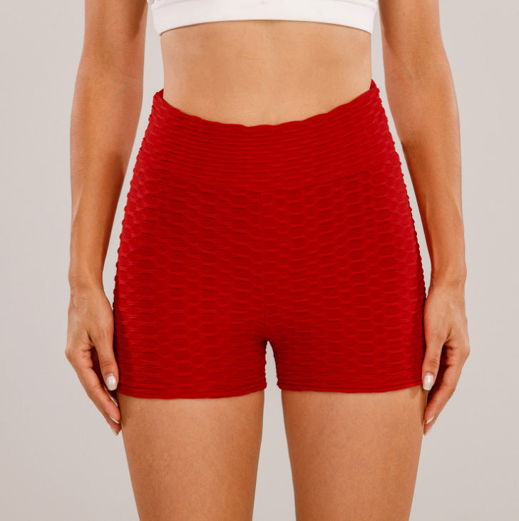 Yogabukser Høj Talje Hofteløft Ensfarvet Bubble Yogashorts