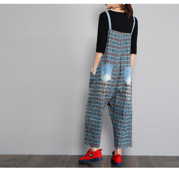 Denim overalls til kvinder, løs, slankende, ni-punkts heldragt