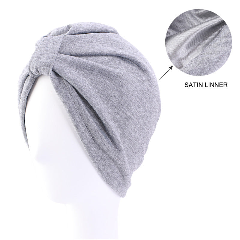 Double-layer Satin Cotton Headscarf Cap Ethnic Turban-style Headwear