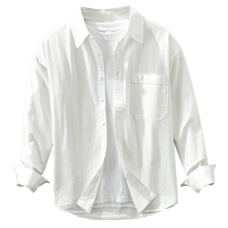 Japanese Style Simple Long Sleeve Shirt Men's New Fashion Casual