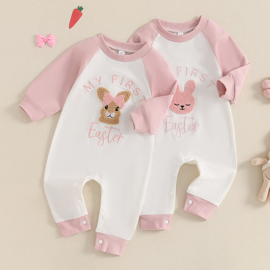Outdoor Cartoon Color-Block Long-Sleeve Romper Jumpsuit