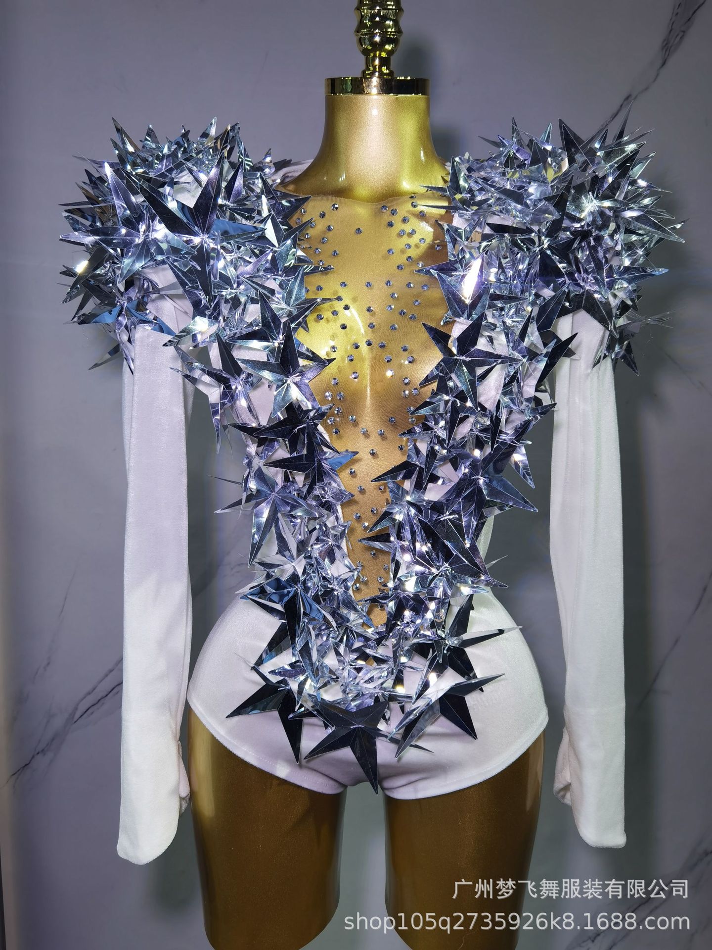 Sexy Golden Three-dimensional Five-pointed Star Exaggerated High Padded Shoulder Jumpsuit