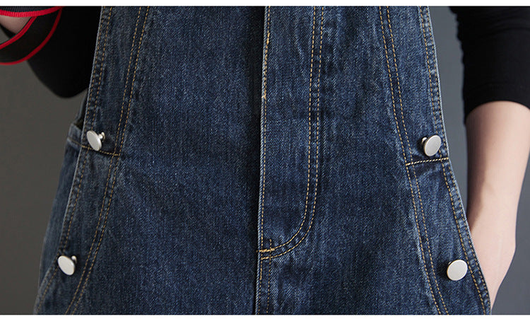 Women's Loose Ninth Plus Size Denim Overalls