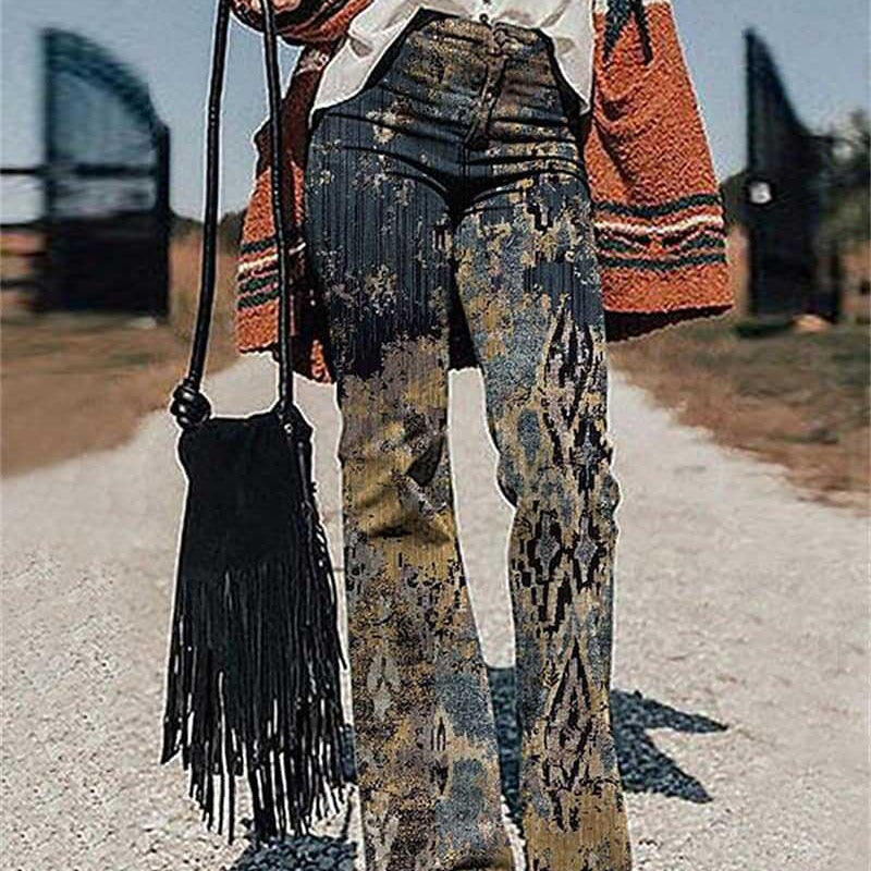Women's Pants 3D Printed Wide-leg Pants Loose Casual