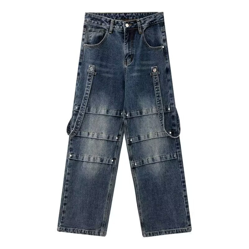 Men's And Women's Same High Street American Monkey Wash Jeans