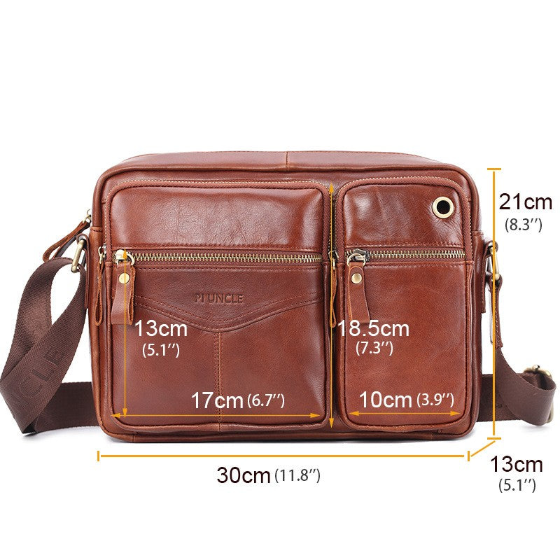 Genuine Leather Men's Shoulder Messenger Bag Large Capacity