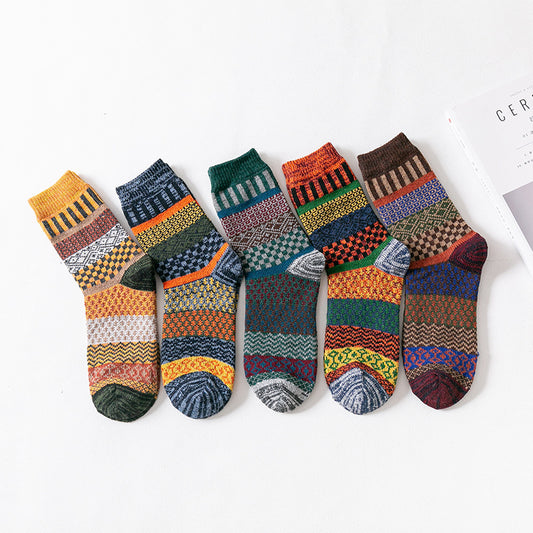 Men's Strip Thick Thread Thickened Mid-calf Wool Socks