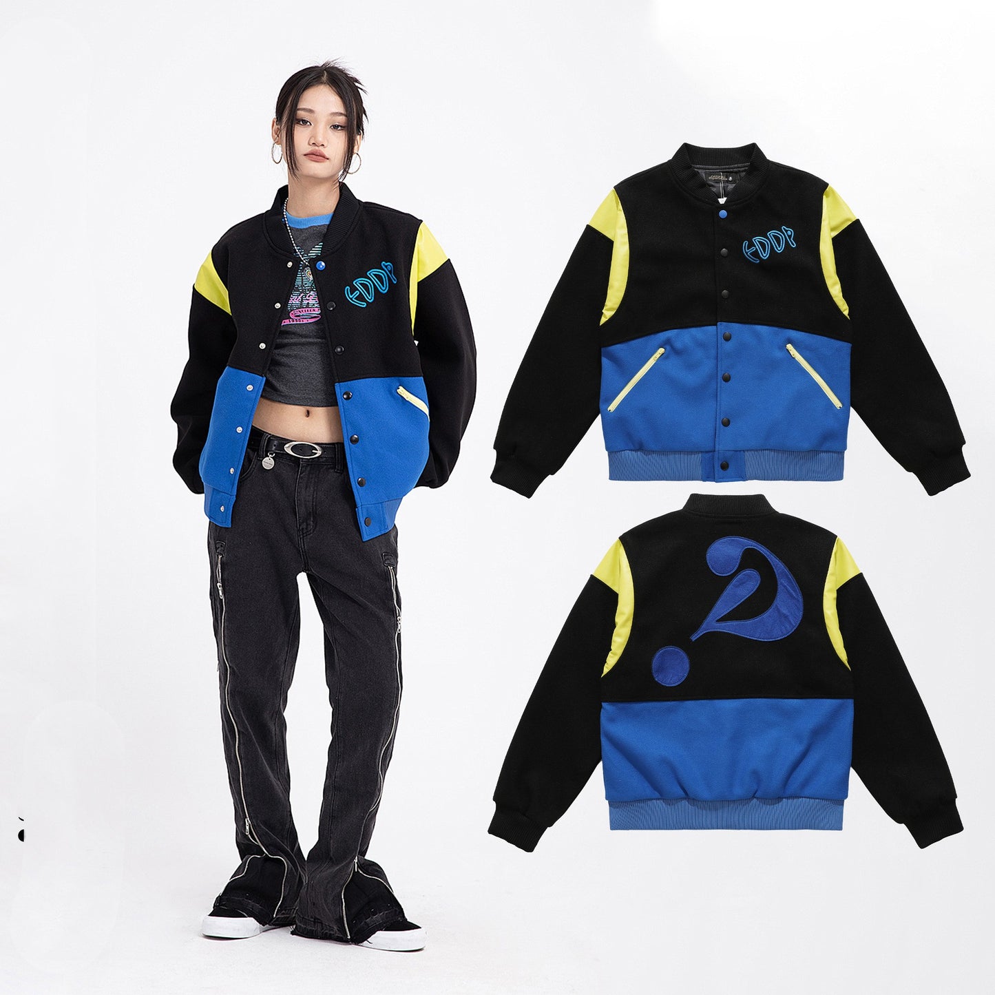 Sports autumn and winter stitching contrast coat jacket