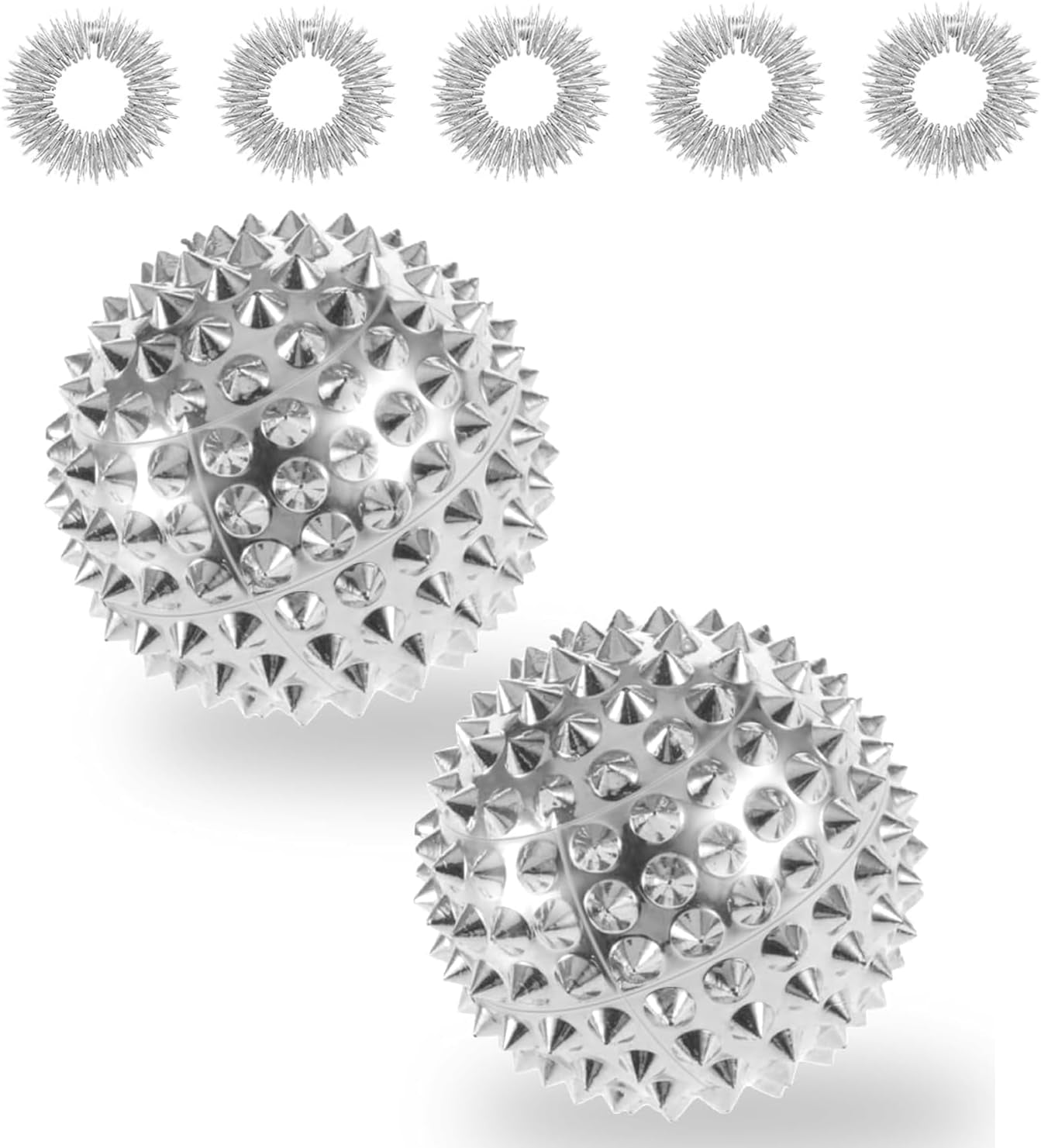 2Pcs Bolas Magnéticas De Acupresión, Bola De Masaje De Manos Con 5 Anillos De Masaje, Masaje Erizo Masajeador Bolas, Para Aliviar Las Manos Y Los Pies De Adultos Y Niños