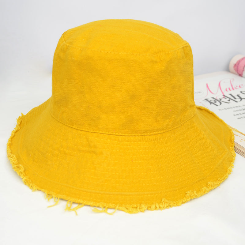 Black Sunshade Versatile Frayed Bucket Hat