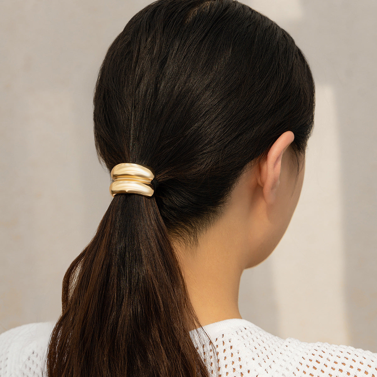Personalized Glossy Elastic Hair Ring Female Geometry