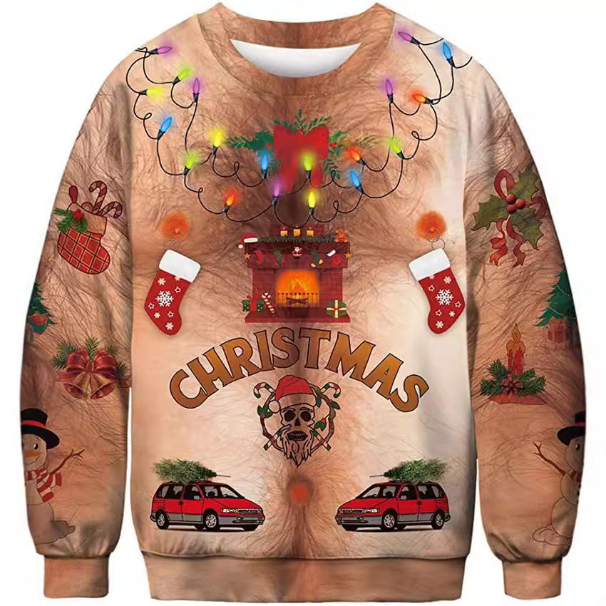 Halloween Digitalprintet Rundhalset Sweater Til Mænd Og Kvinder