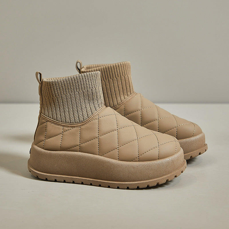 Fleece-lined High-top Snow Boots Female Student Ins Tide Korean Warm Casual Cotton-padded Shoes