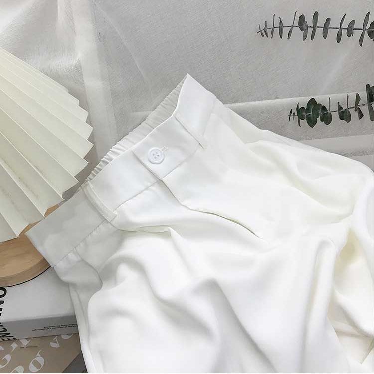 Suit Pants Women's Thin Style High Waist Wide Leg Pants Loose Straight Nine Points West Pants