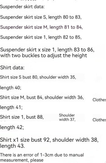 Girl Denim Dress College Style Blouse Suspender Skirt Outfit