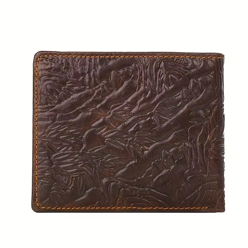 Men'S Vintage Genuine Leather Wallet 3D Printed Tiger Wallet Card Holder