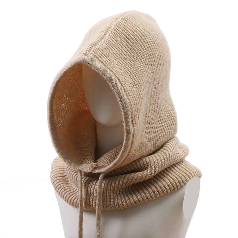 Knitted Wool Drawstring Pullover Hat