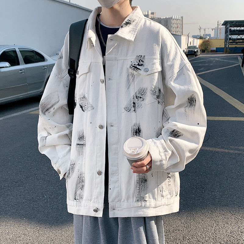 Hong Kong Style Denim Jacket Men's Winter High Street Jacket