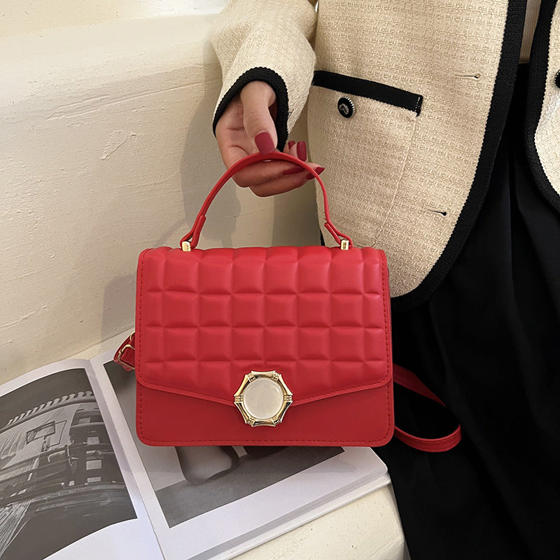 Fransk Minoritet Crossbody Højklasses Præget Firkantet Tern Perle Magnetlås Lille Firkantet Taske