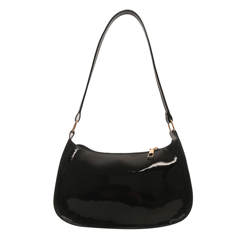 Underarmtaske til kvinder Bærbar skindtaske med ensfarvet glans Crossbody Taske