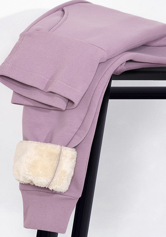 High Waist Warm And Fleece Trousers Show Thin Feet In Leisure
