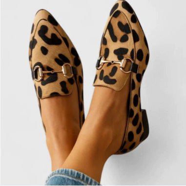 Pointed Toe Shallow Mouth Leopard Print Casual Pumps