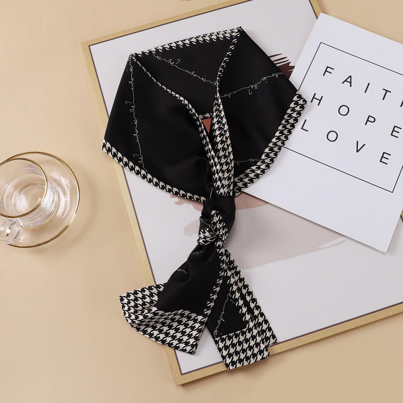 Small Silk Scarf Thin And Long Hair Binding Double Layer