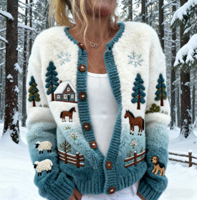 Womens Casual Printed Cardigan Jacket Top