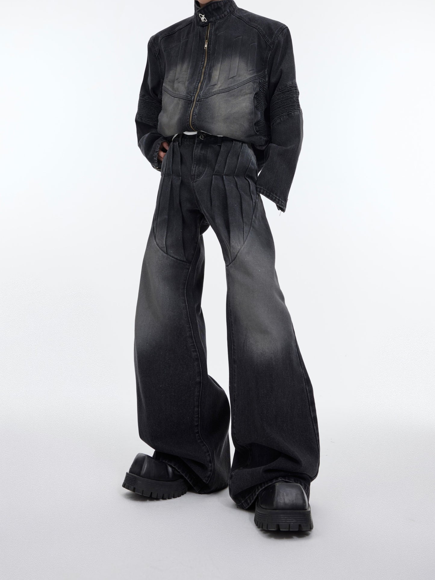 Heavy Retro Distressed Deconstruction Denim Suit