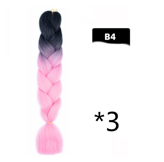Color Big Braid African Chemical Fiber High Temperature Silk Wig Gradient
