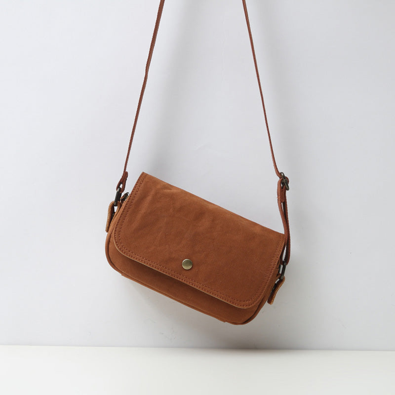Canvas With Leather Small Single Shoulder Crossbody Bag Female