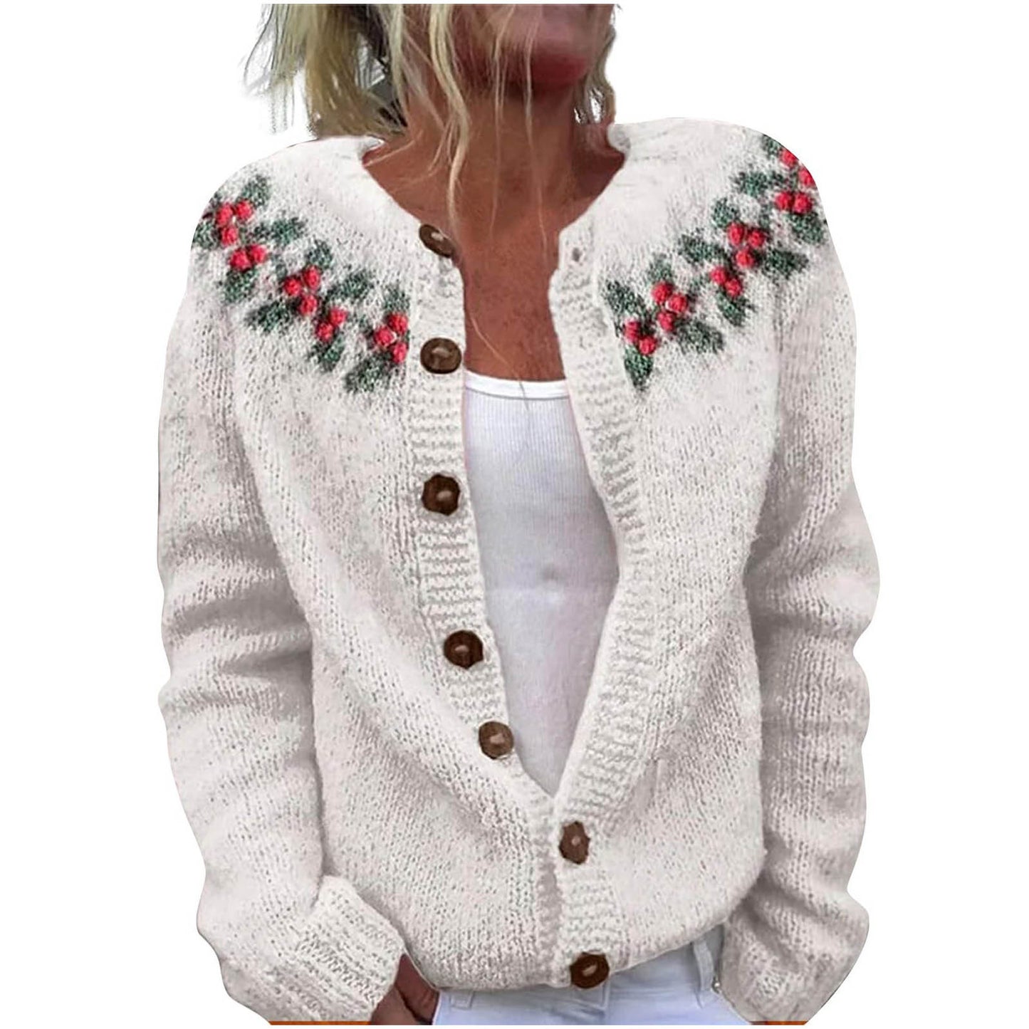 Digitaltryk Cardigan Strikket Frakke Imitationssweatere Dametøj 3D