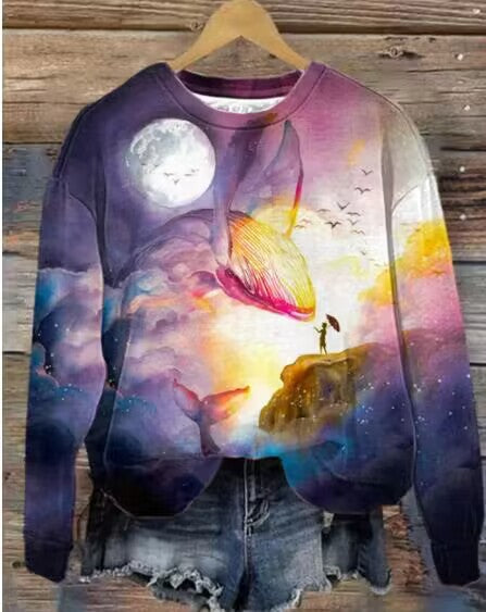 Unisex sweatshirt med printet rund hals