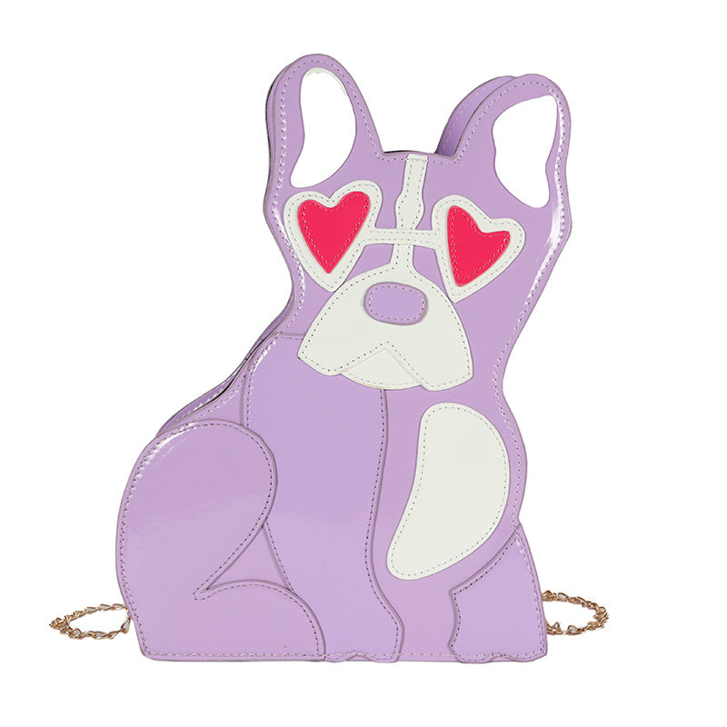 Fashion Cute Personality Puppy Dog Pu Shiny Crossbody Bag