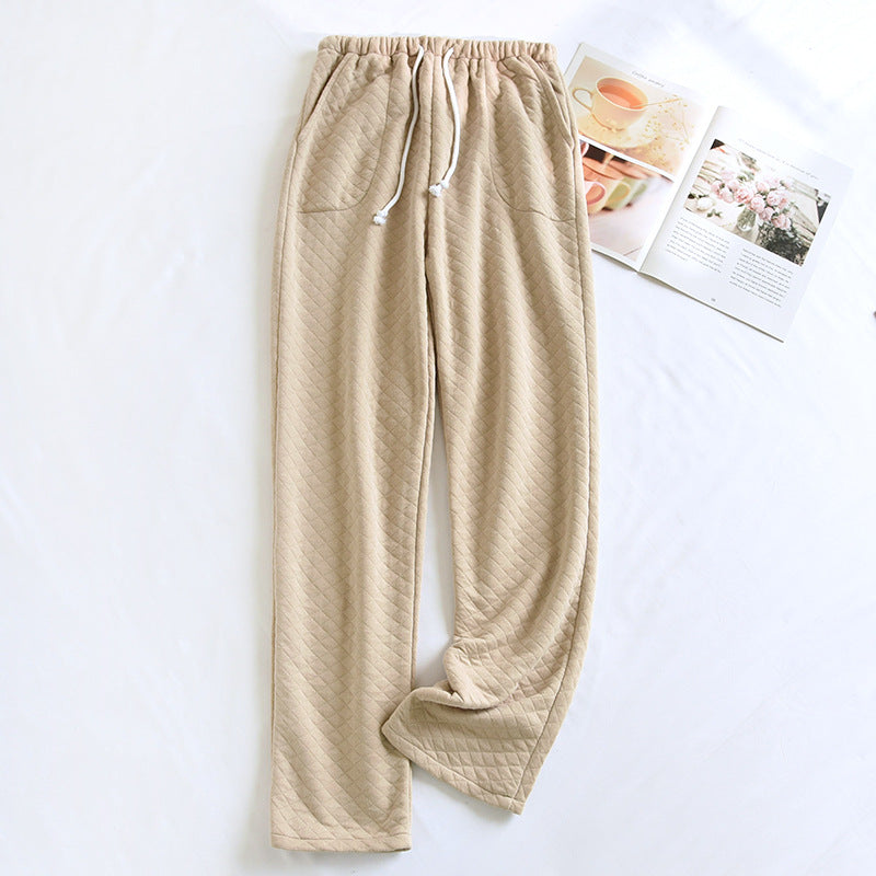 Cotton Air Layer Couple's Thickening Trousers With Side Pockets