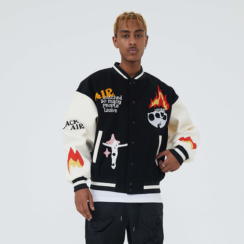 American Street Flame Towel Embroidered Baseball Uniform