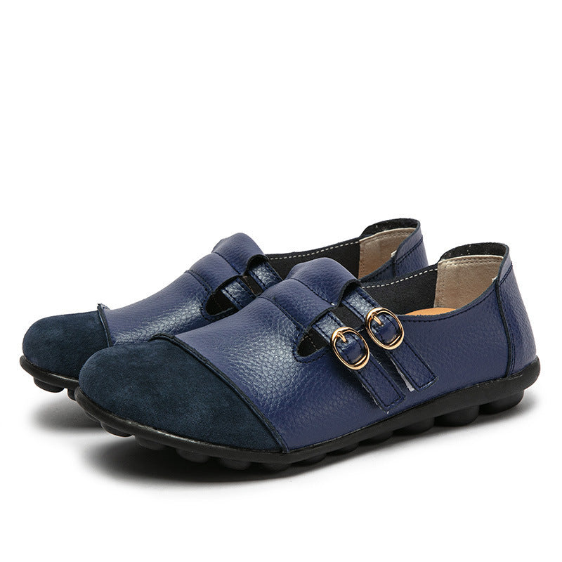 Button Plus Size Casual All-match Low Top Velcro Peas Flat Shoes