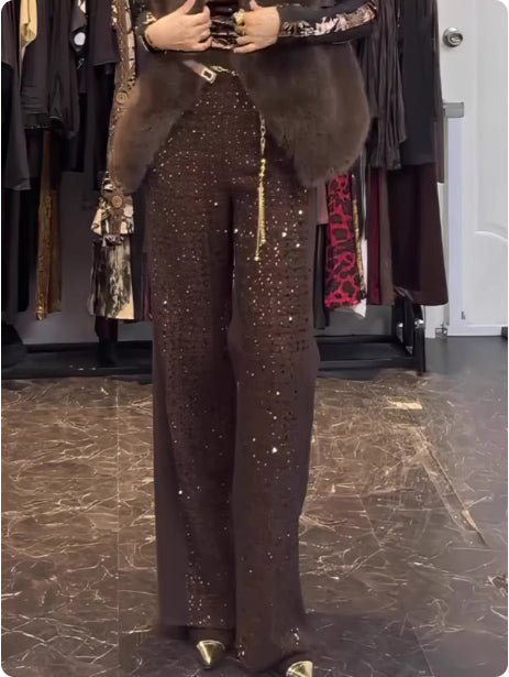 Womens Retro Elegant Wide-Leg Casual Pants