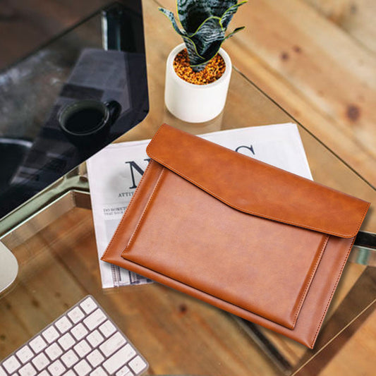 File Bag Contains Large Capacity Double-layer Leather Protective Sleeve