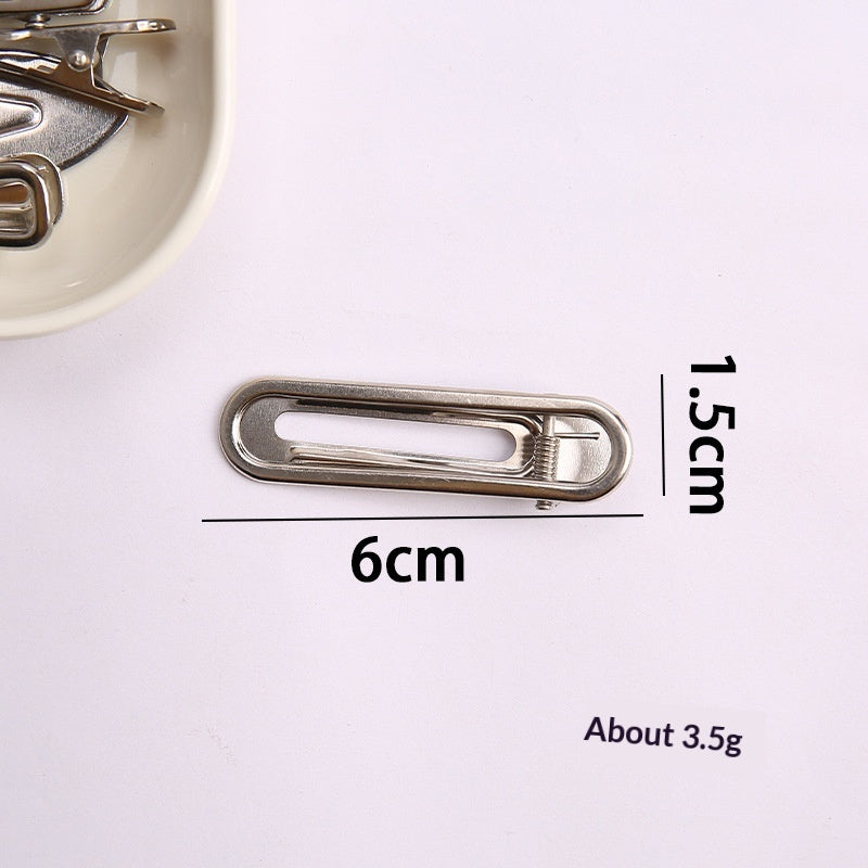 Simple Metal Silver Hair Clip Side-style