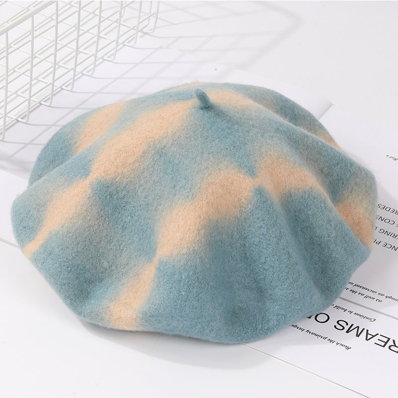 Hat New Tie-dyed Fine Wool Material Beret