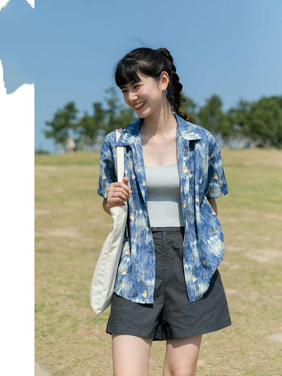 Loose And Slim Korean Style Top Casual Seaside Shirt