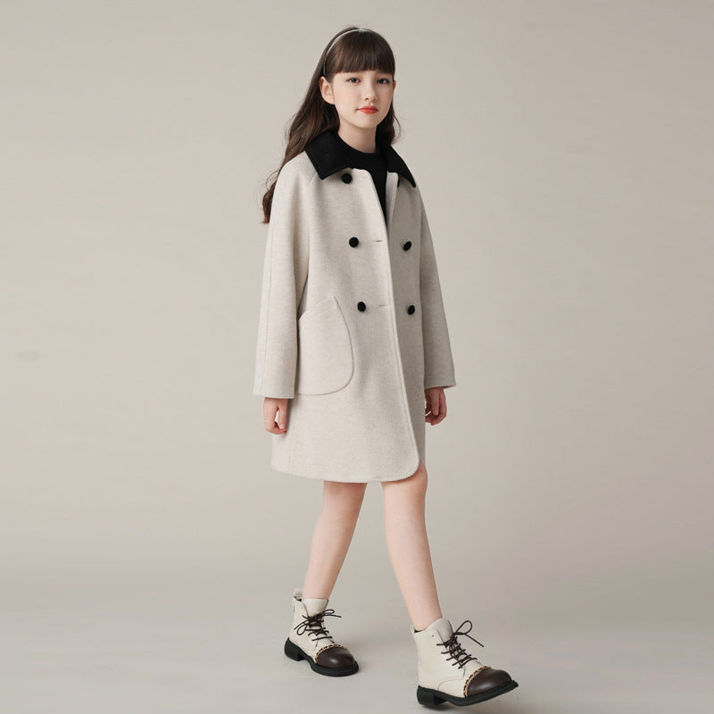 Western Style Woolen Coat Mid-length Padded Coat