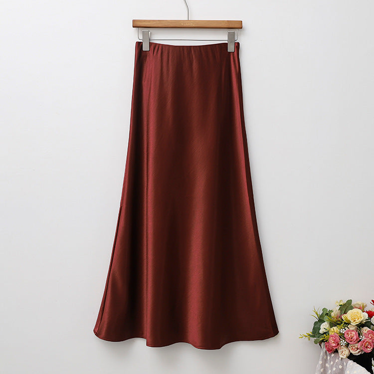 Skirt Womens Autumn High-Waisted Slimming A-Line Skirt