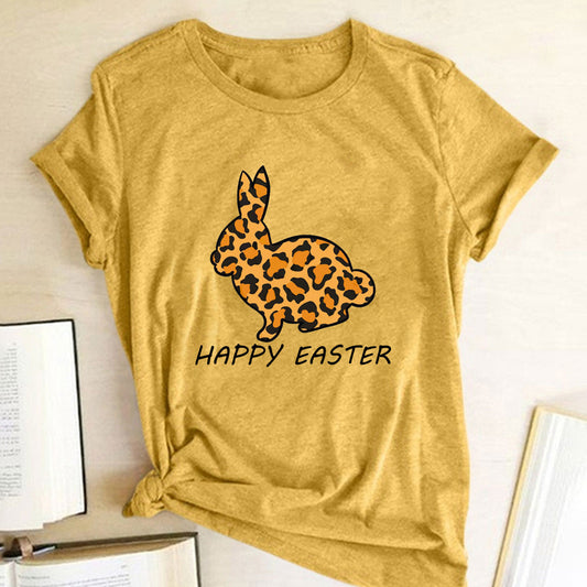 European And American Women's Easter Bunny Printed Short Sleeves