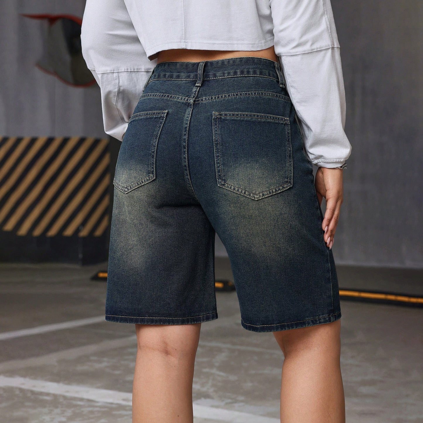 Womens Fashionable Vintage Washed Denim Shorts
