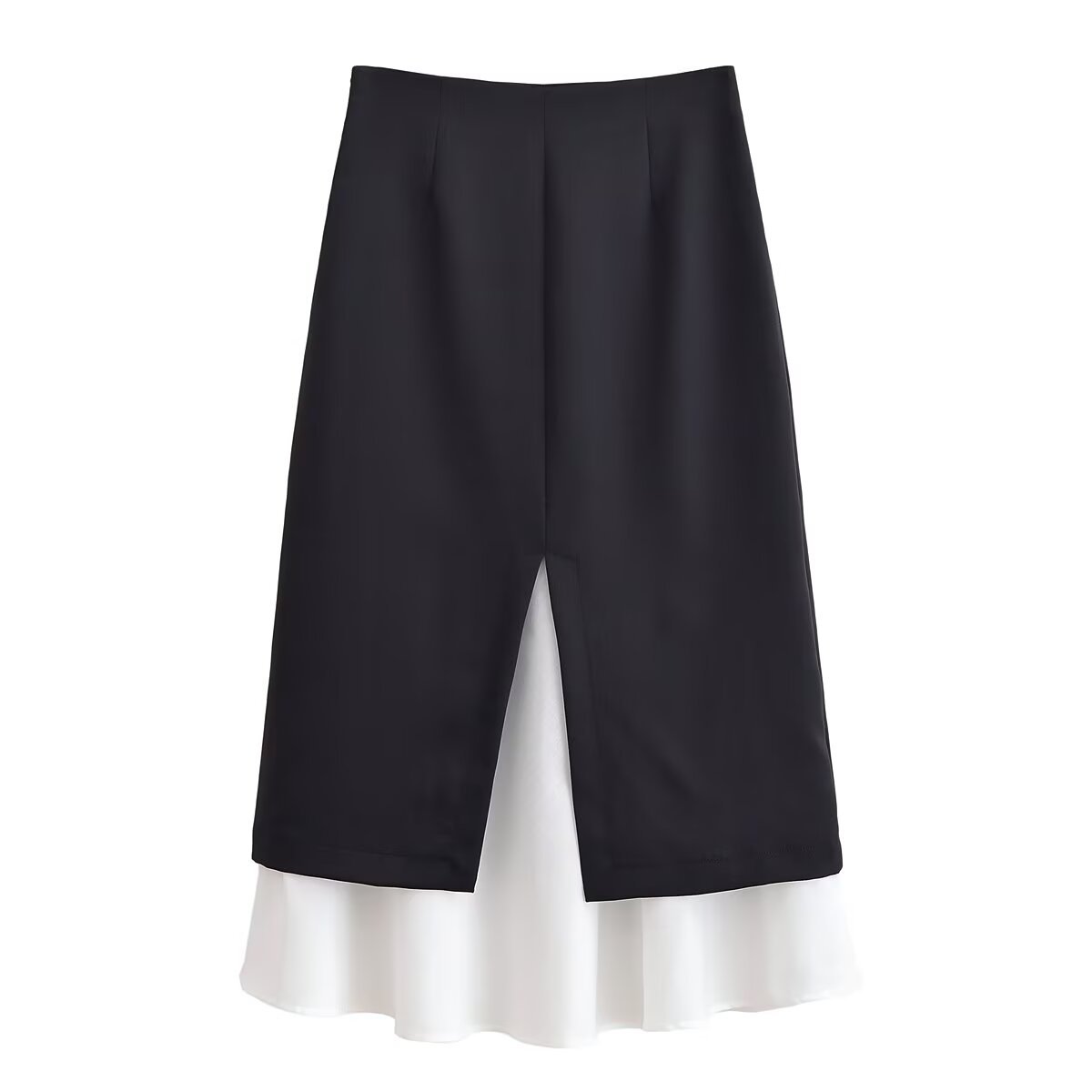 Versatile Black And White Patchwork Midi Skirt