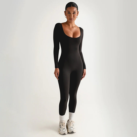 Soft High Elastic Long Sleeve Tights U-collar
